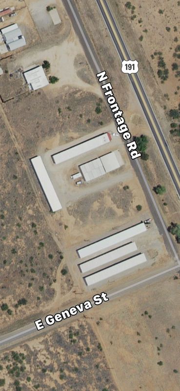 Aerial view of storage units